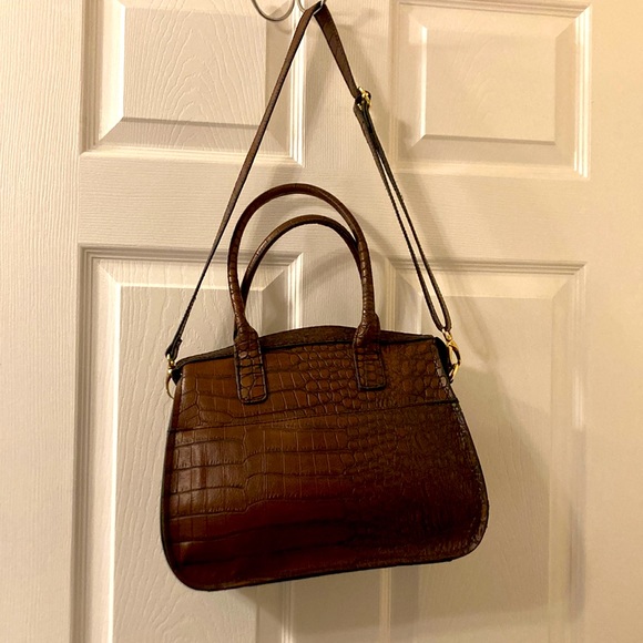 London Fog Croc embossed Faux Leather Satchel New - Picture 4 of 9